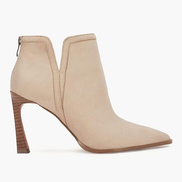 Juliet Holy Light Sand Beige High Heel Pointed Toe Booties Women's Size 8.5 - Picture 4 of 11